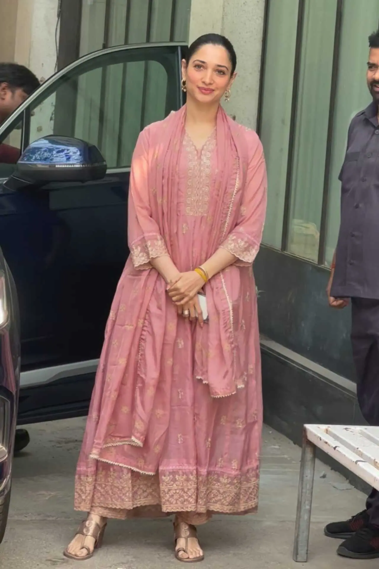 Tamannaah Bhatia was spotted stepping out in the city looking elegant in a simple pink anarkali suit.